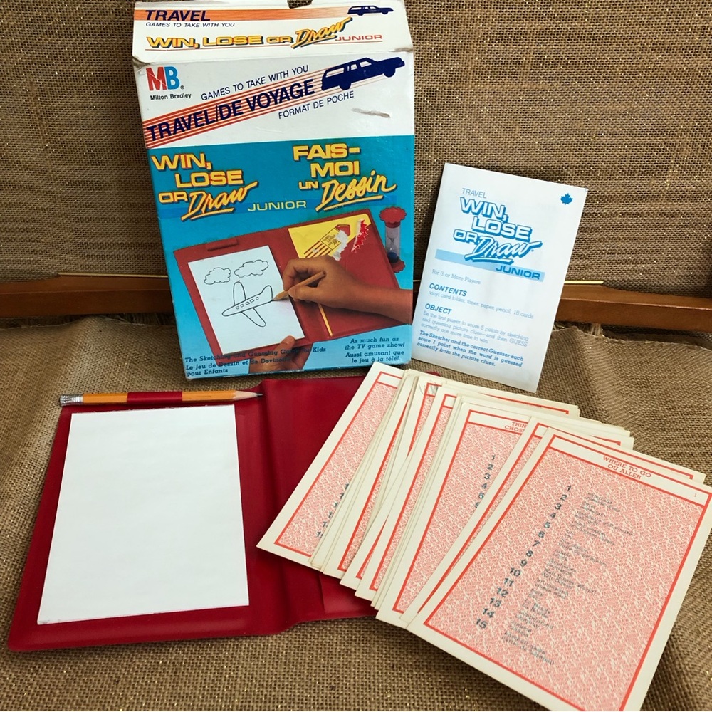 80's "Win, Lose or Draw Junior" Travel Game - Car Game - Camper Game - 3 players